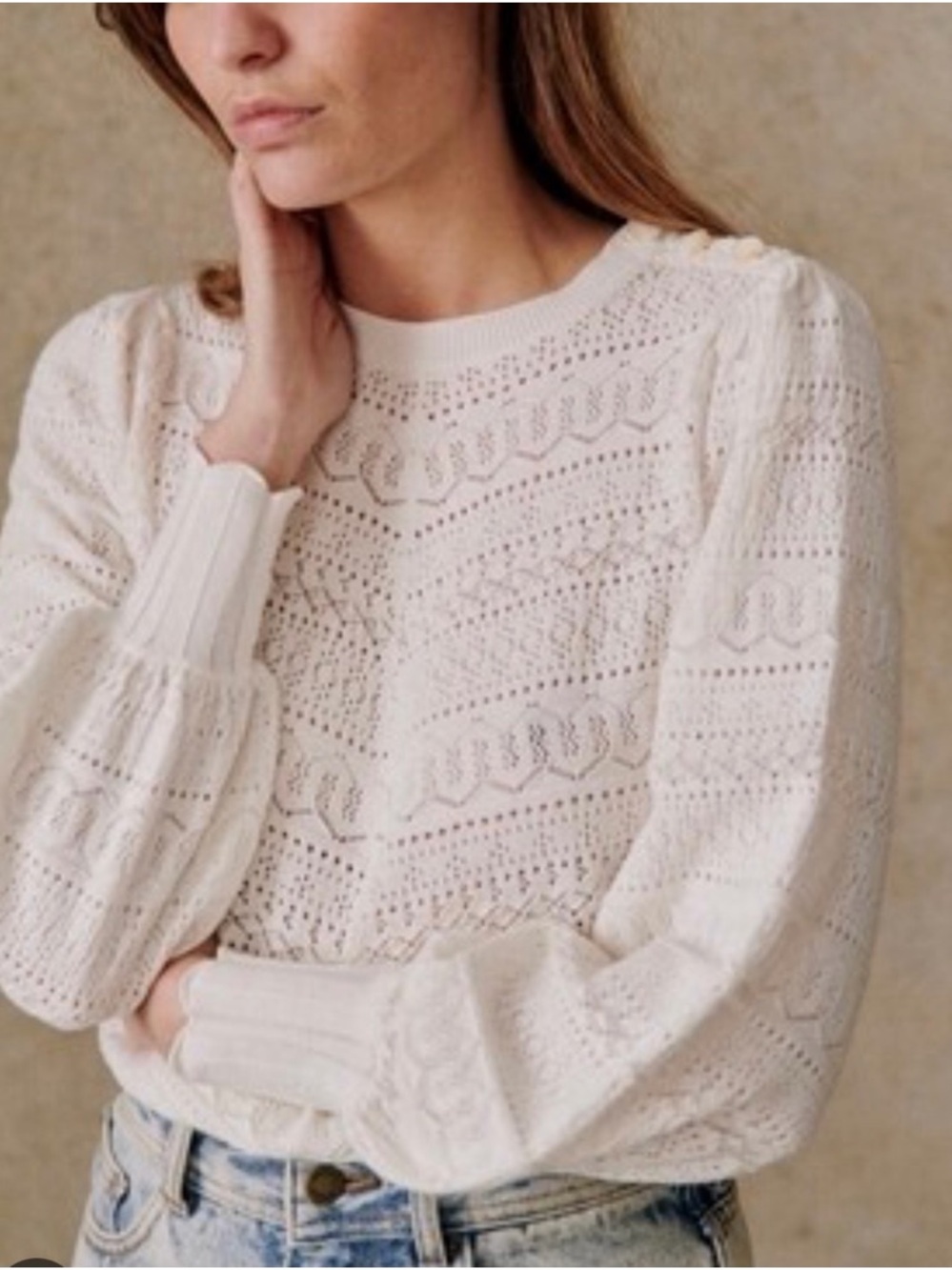 Sezane Soline Jumper Écru. - Size XS